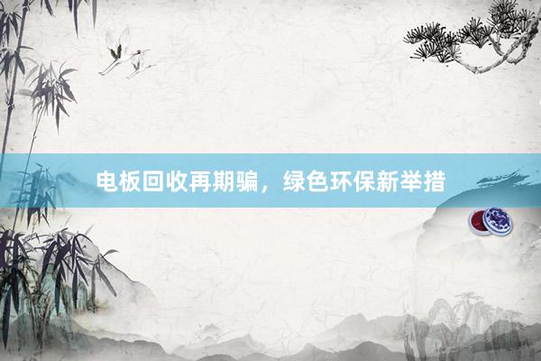 电板回收再期骗，绿色环保新举措
